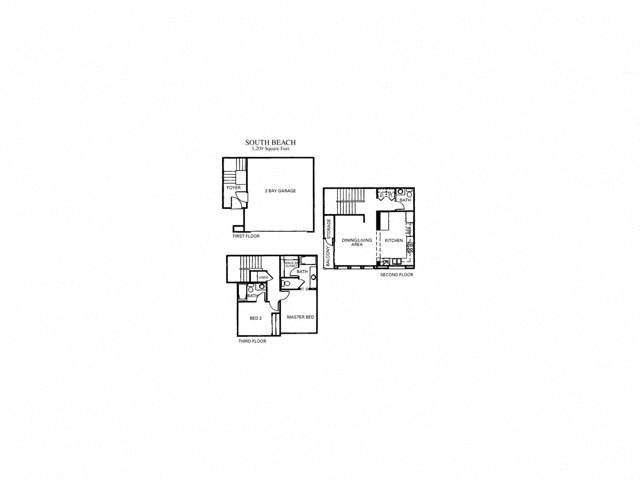 Floor plan for 2 beds, 2.5 baths, 1209 sqft
